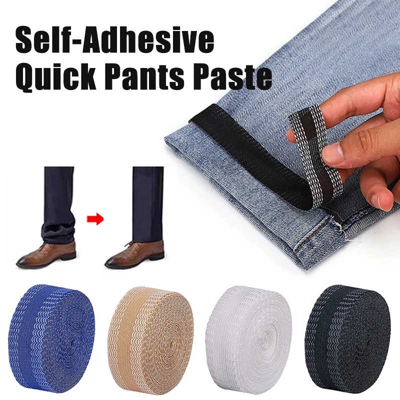2 Pack Pants Edge Shorten Self-Adhesive Pant Mouth Paste, 8ft Iron-on Hem  Tape for