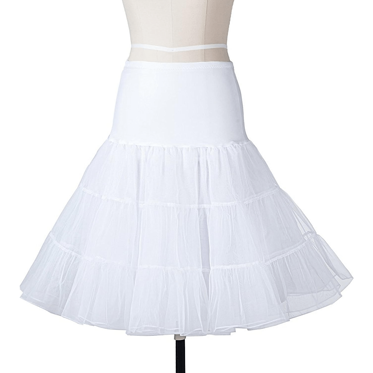 Unique Vintage Plus Size White Retro Style Ruffled Petticoat Crinoline