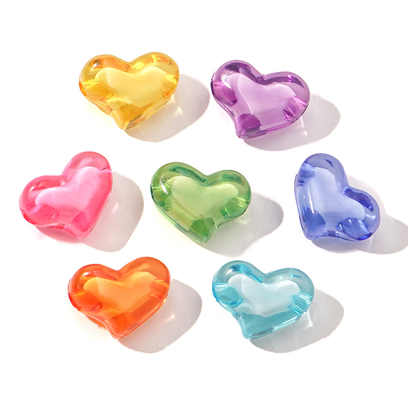 Color Plated Acrylic Vertical Hole Big Peach Heart Beads For - Temu