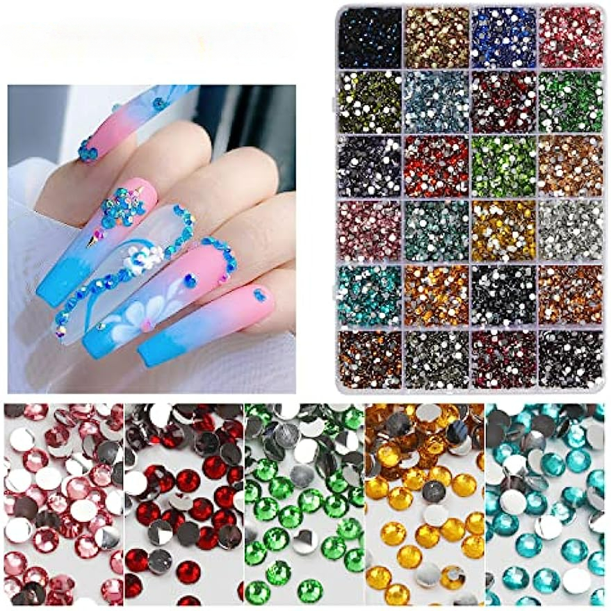 Mini Flat Back Round Nail Art Rhinestones colorful Crystal - Temu