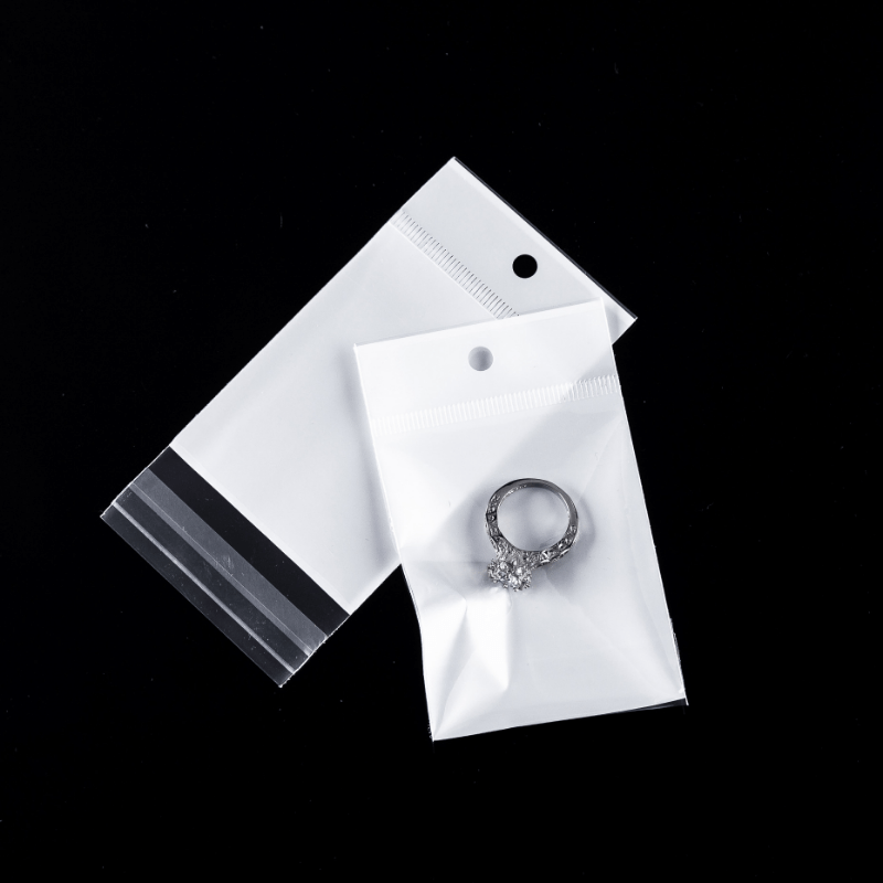 White Clear Self Seal Bags Plastic Retail Packaging Pouches Reclosable Hang  Hole