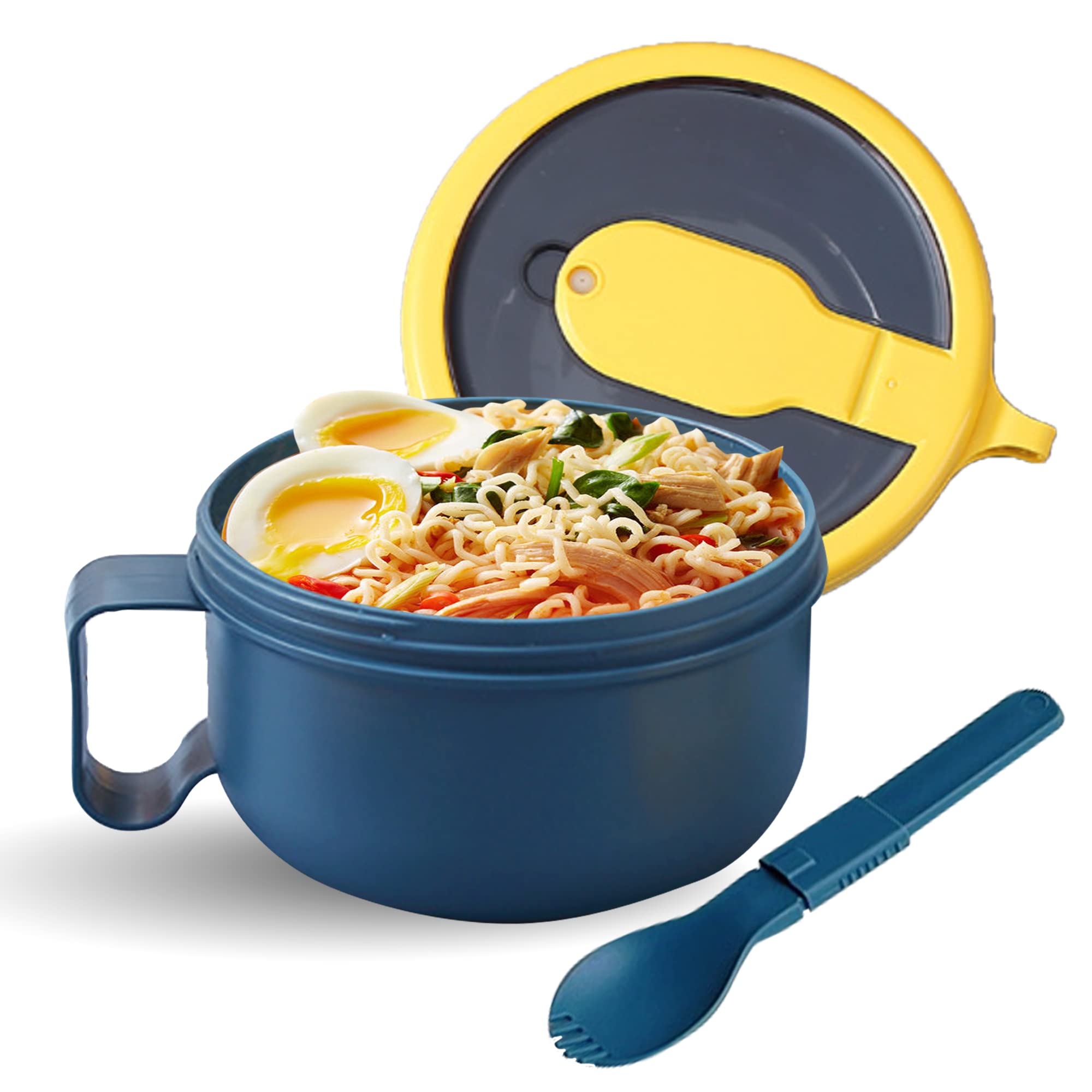 Dependable Industries Microwave Soup and Stew Maker Mug Noodles Steamer Ramen Oatmeal with Steam Vent and Splash Cover BPA-Free