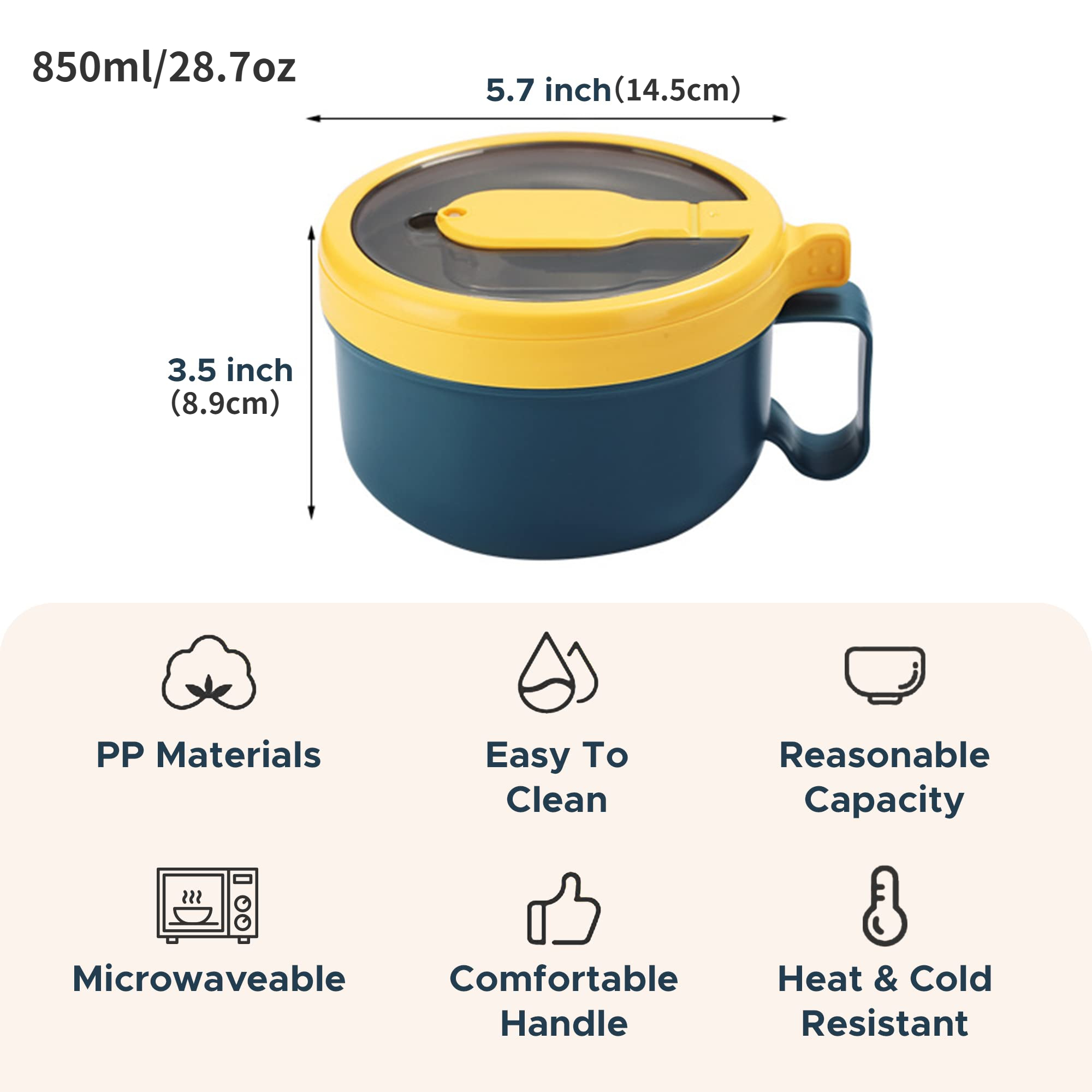 Microwave Bowl with Lid, Heating Dish, Noodle Bowl, Storage Plate, Soup  Bowl with Handle, Easy To Store, Bpa Free, Microwave Cookware Kitchen  Supplies, College Dorm Essentials for Boys Girls 