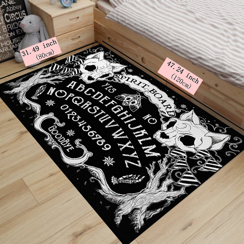Kitchen Rug Cat Skull Head Witch Board Gothic Carpet Non Slip Bath Rugs