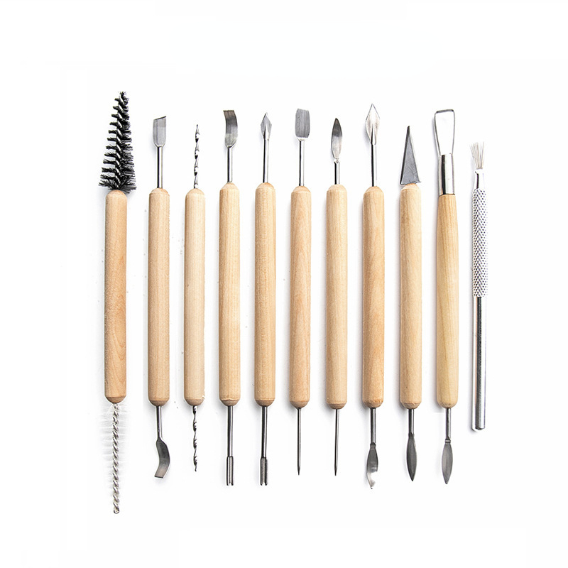 31 Pieces Carving Tools Set With Roll Up Case, Wooden Pottery Sculpting  Tools 22 Pieces + Ceramic Clay Indentation Tools