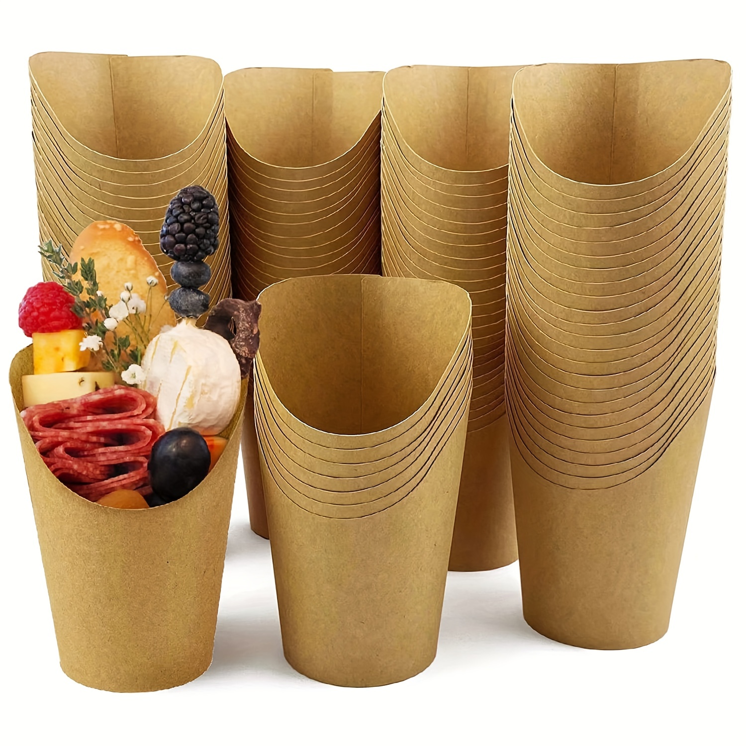 

50pcs Disposable Paper Cup Set - Perfect For French Fries, Cupcakes, Charcuterie & More! Eid Al-adha Mubarak