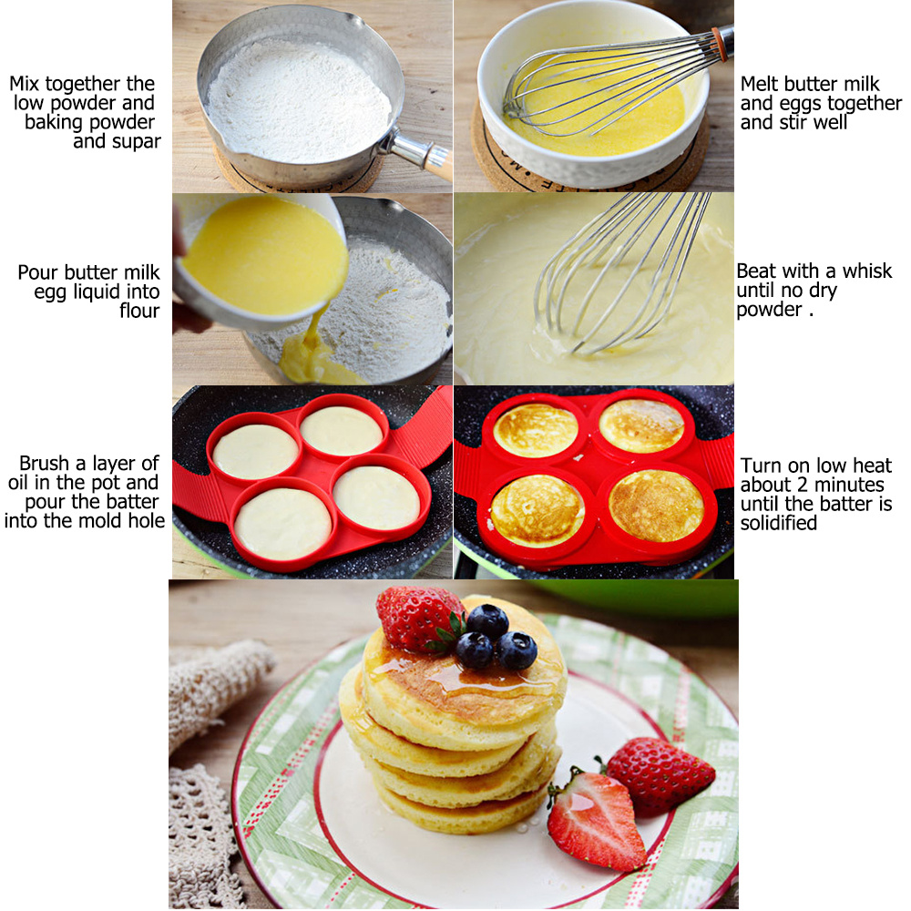 Non Stick Flipping Pancake Maker Silicone Mold Breakfast Omelette Mould 3  Shape