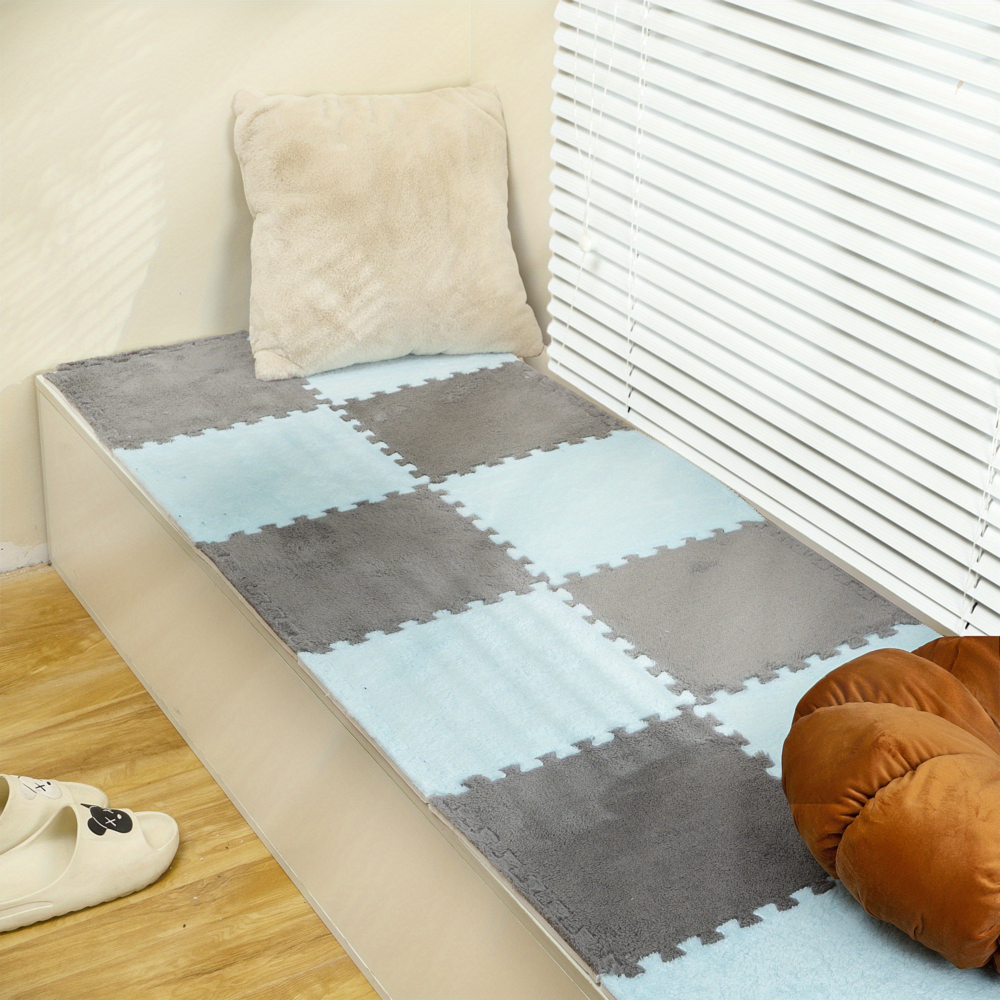 12pcs/set, Puzzle Carpet, Bedroom Floor Mat, Ins Style Block Rug
