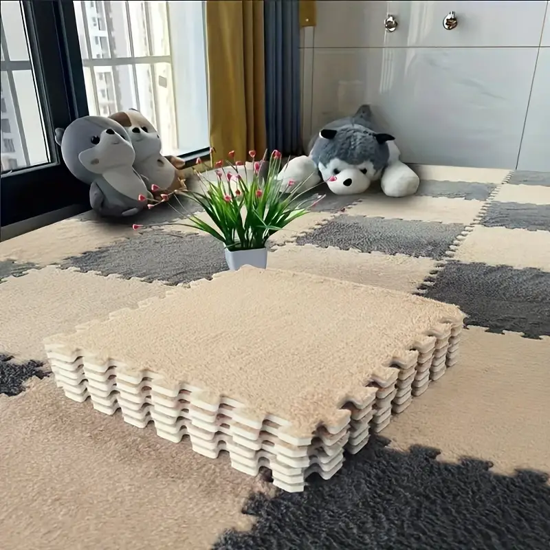 Plush Puzzle Foam Mat Square Interlocking Carpet Area Rug - Temu Canada