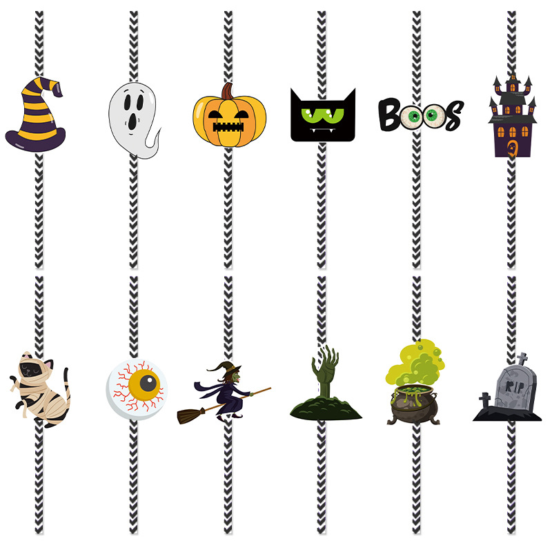 24pcs Halloween Decoration Straw Toppers