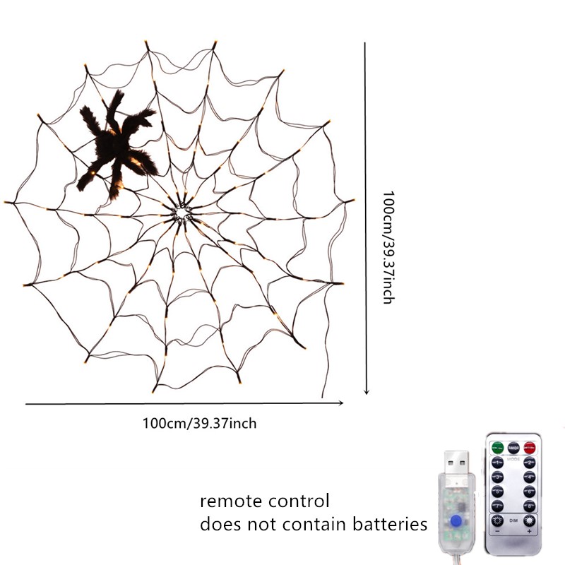 Spider Web Light with Hairy Spider 70LED Battery Powered Remote Contro