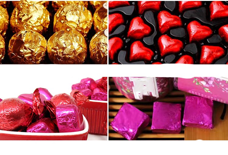 Aluminum Foils Paper Chocolate Candy Wrapping/Packing Papers, Red, 6x6  Inches, Pack of 200