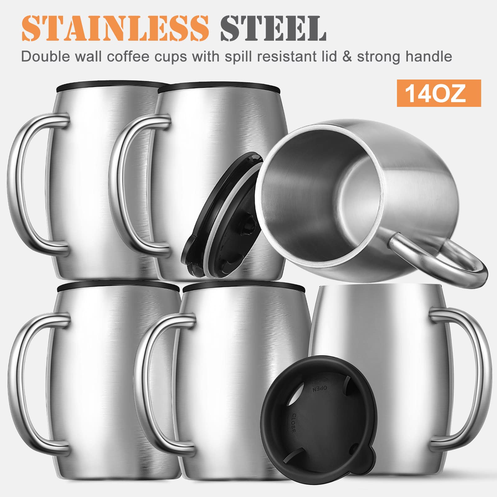 1pc Stainless Steel Insulated Coffee Mug With Handle, Double Wall