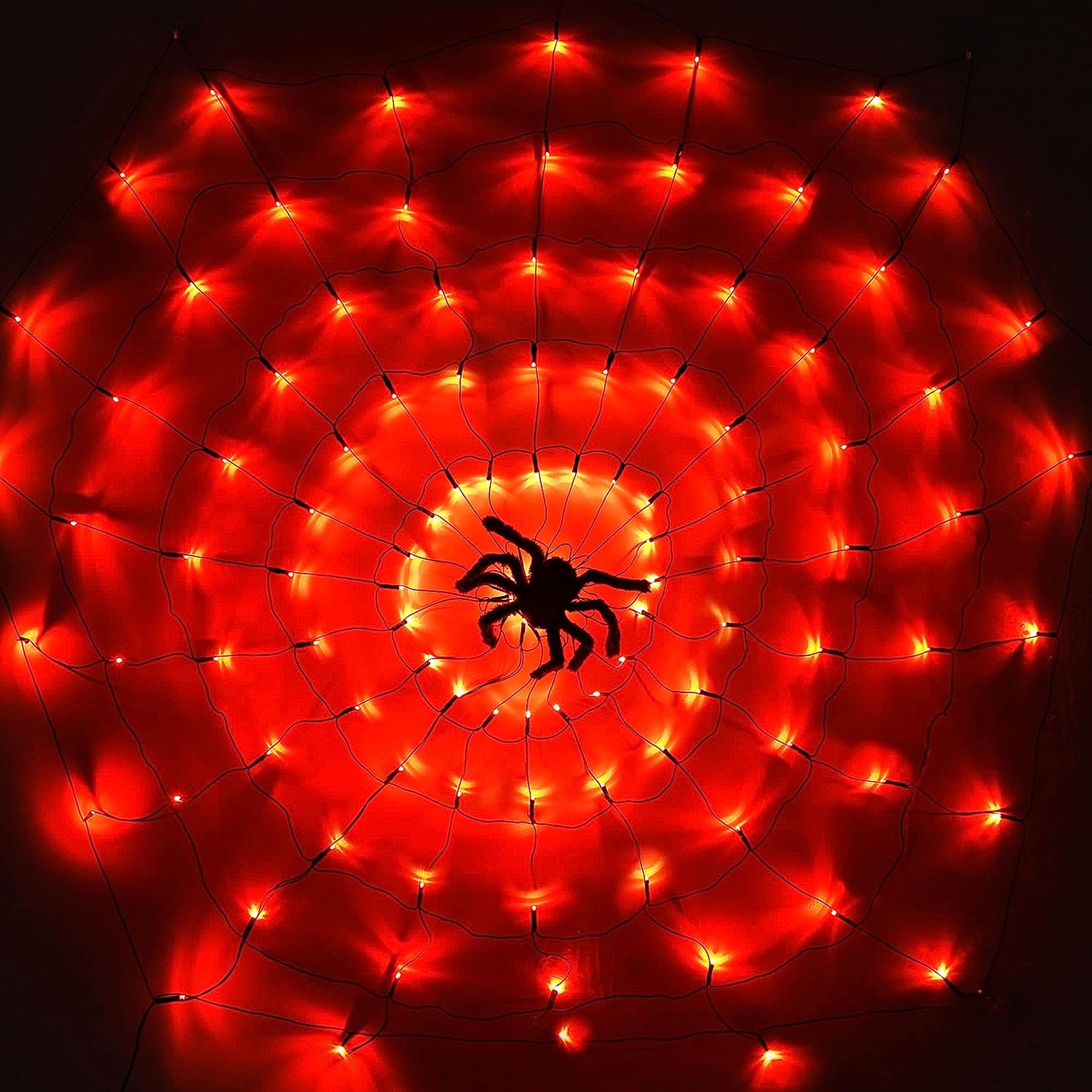 Spider Web Light with Hairy Spider 70LED Battery Powered Remote Contro