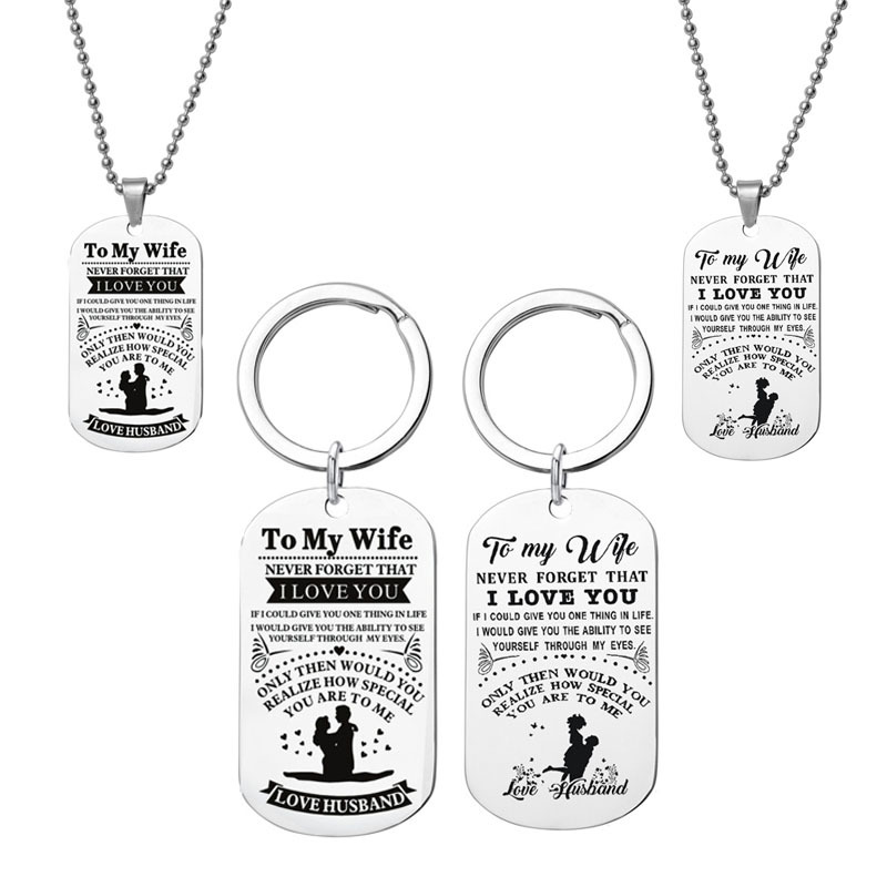 Stainless Steel Couple Keychain Pendant Gift