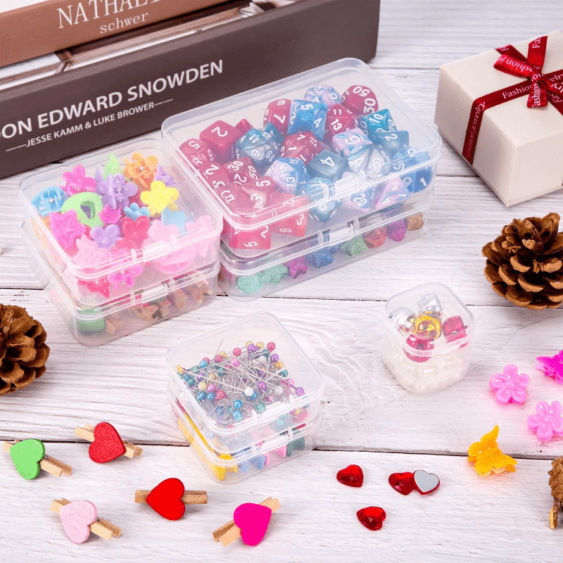 Small Plastic Boxes 10 Pack Clear Bead Storage Containers with Lid for  Beads, Je