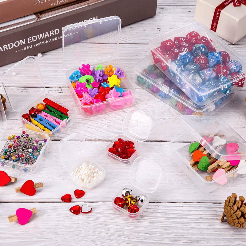 10 Pcs Clear Small Plastic Storage Box Jewelry Beads Organizer