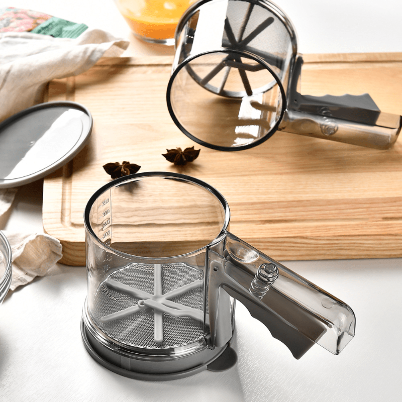 Flour Sieve Cup Semi-automatic Handheld Flour Sugar Sifter Baking