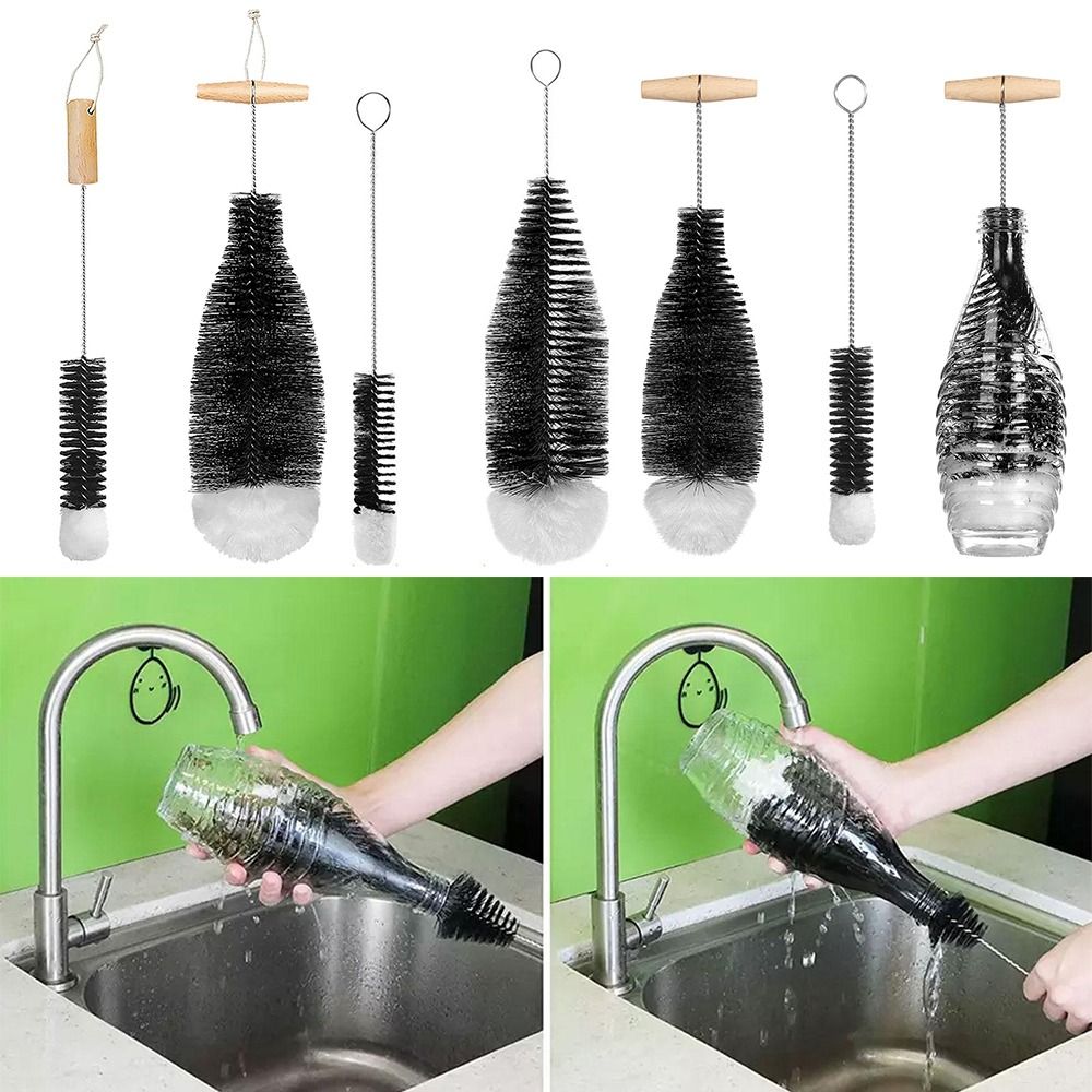 3Pcs dish soap dispenser nursing bottle brush Brushes Sponge Clean Brush