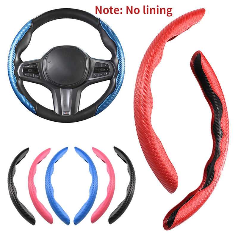

2 Halves Car Steering Wheel Cover 38cm 15inch Carbon Fiber Silicone Steering Wheel Booster Cover Auto Anti-skid Accessories
