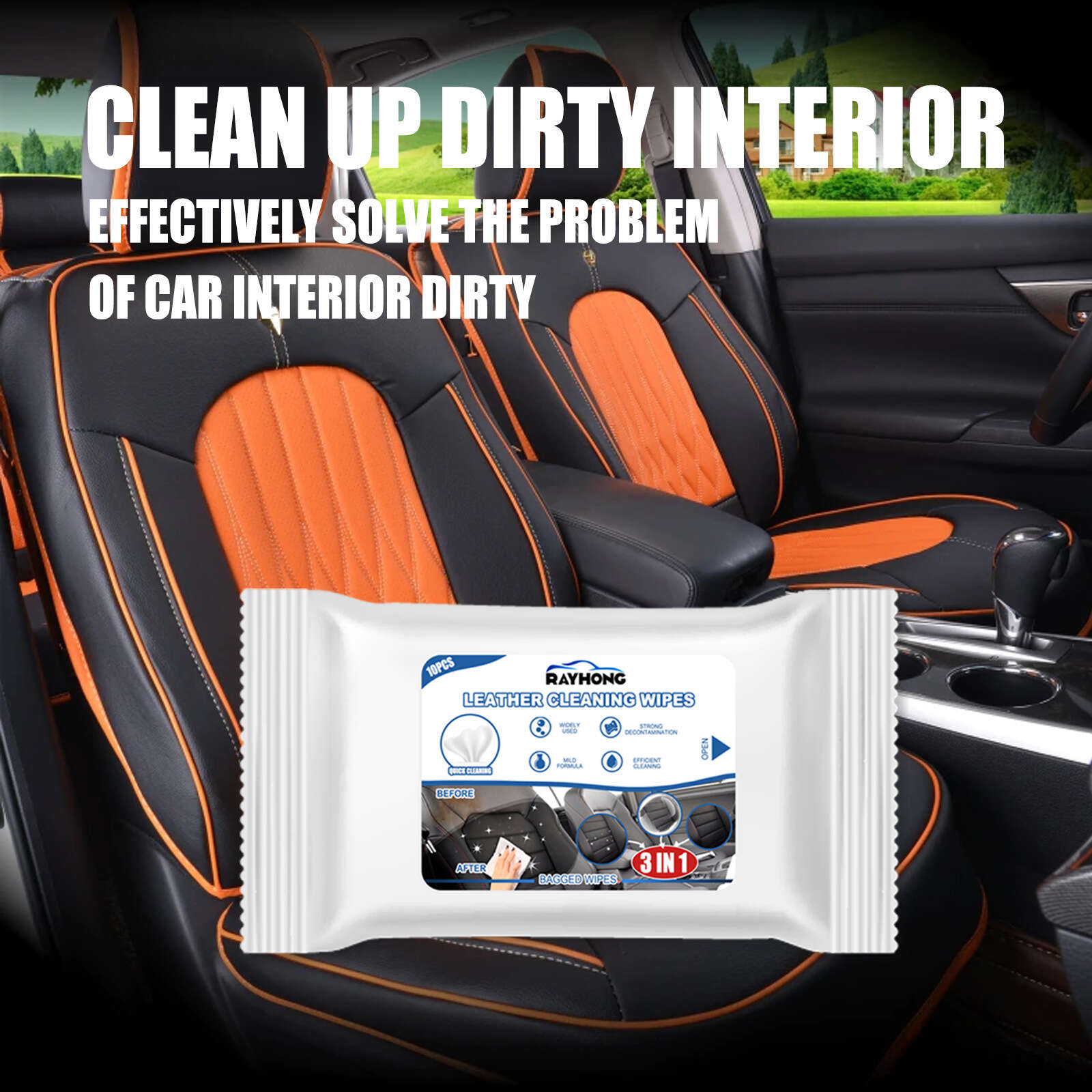 1 Car Leather Cleaning Wipes Stain Removal Cleaning Wipes