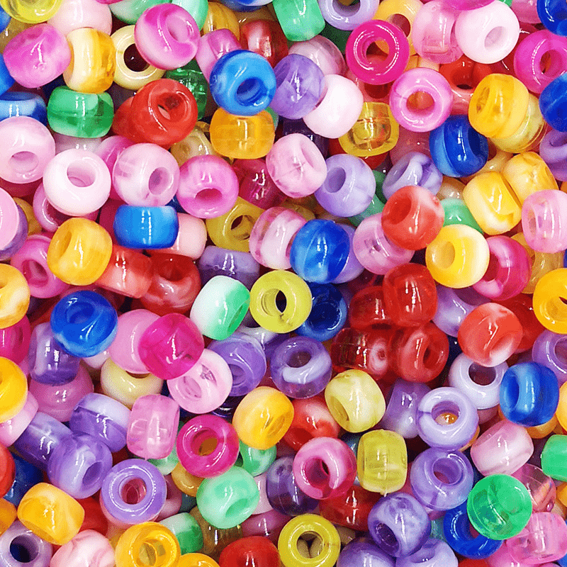 1003Pcs/Bag Hair Beads Beading Kits for Kids Hair Acrylic Rainbow Beads  Elastic Rubber Bands for Braid for Hair Accessories