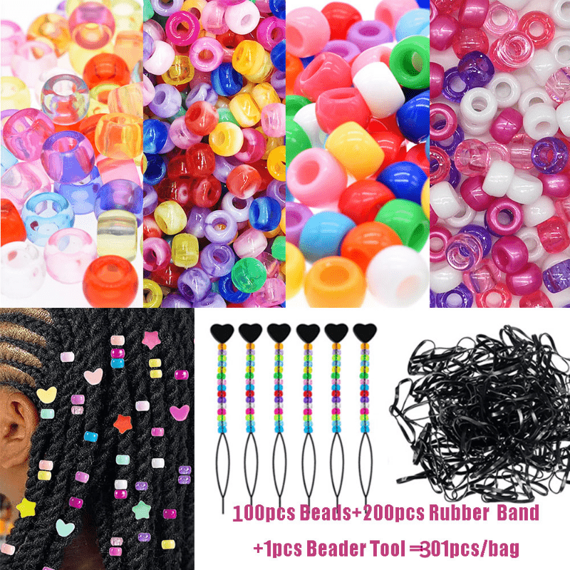 1003Pcs/Bag Hair Beads Beading Kits for Kids Hair Acrylic Rainbow