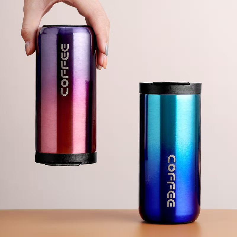 400ml Double Stainless Steel Coffee Thermos Mug With Straw Multifunctional  Car Vacuum Flask Portable Travel Insulated