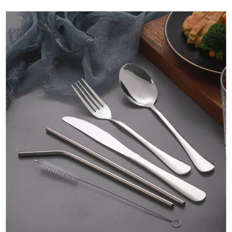 7Pcs Portable Lunch Tableware Cutlery Set Stainless Steel Spoon