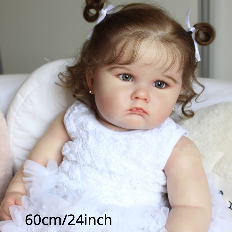 60cm/24inch Realistic Soft Silicone Reborn Baby Fat Big Doll With 3D-Paint  Skin And Vascular Vein Toddler Toy For Girl Kids, Art Gift (not Including S