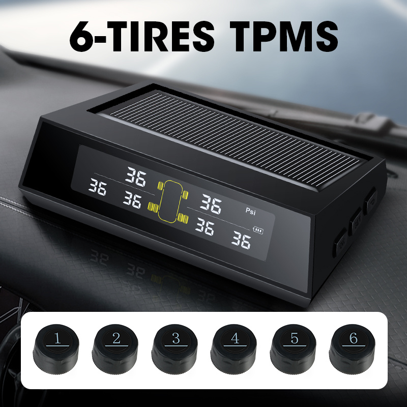 Acheter Smart Car TPMS Système de surveillance de la pression des pneus  Énergie solaire Numérique TMPS LCD Affichage USB Auto Security Alarm  Capteur de pression des pneus