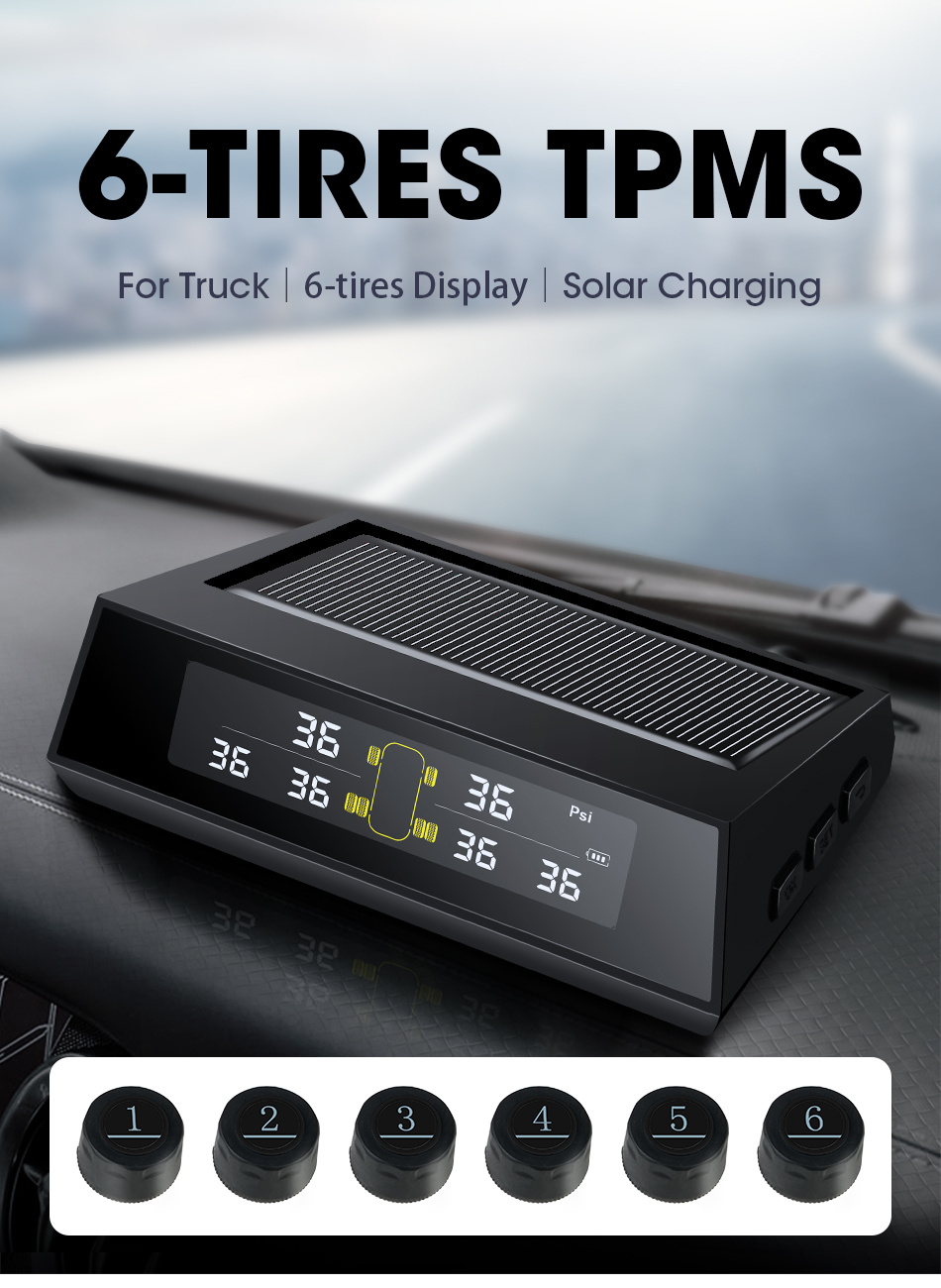 Acheter Énergie solaire Smart Car TPMS Système de surveillance de la pression  des pneus Détecteur de pression des pneus de voiture externe Systèmes  d'alarme de sécurité automatique Capteur de pression des pneus