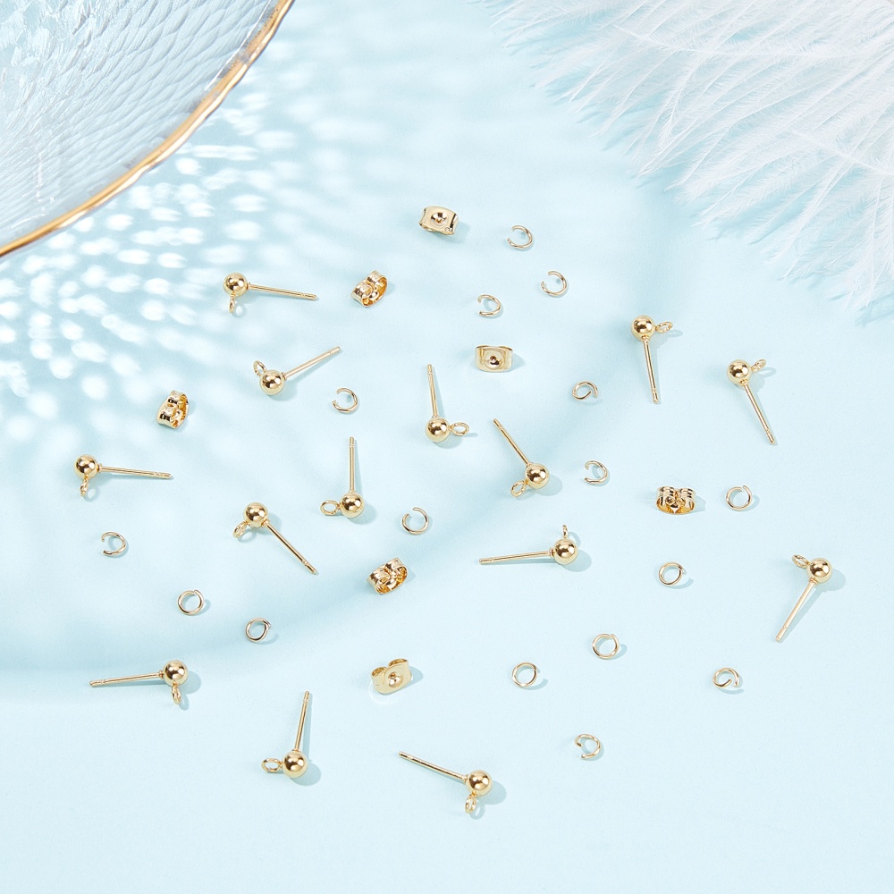  100pcs Ball Earring Studs with 100pcs Butterfly