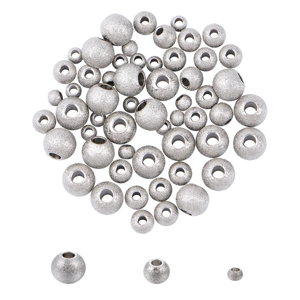 6mm (1.8mm hole) Satrdust Sterling Silver Beads -10 pcs