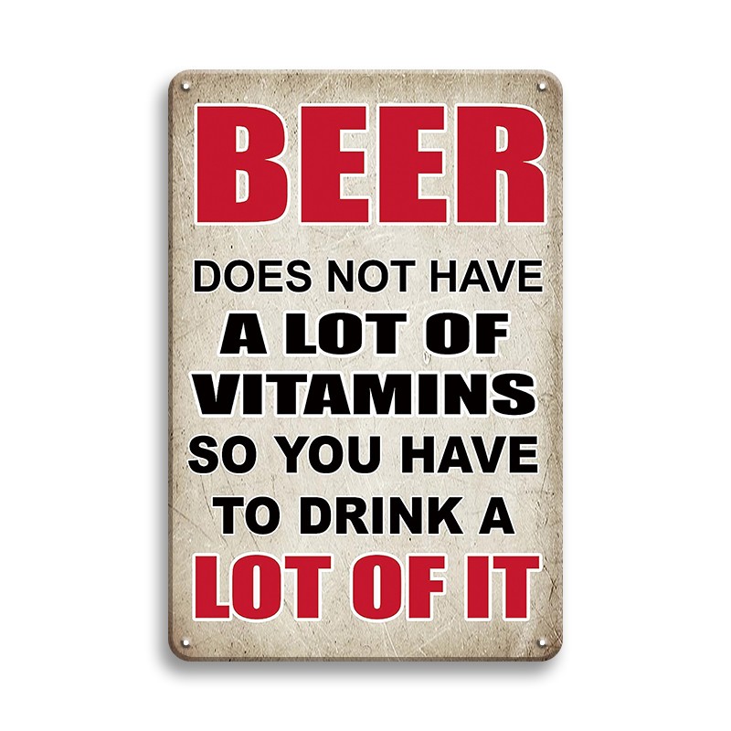 TEMU 1pc A Humorous Vintage Beer Metal Sign - A Retro Decoration For Bars Featuring 'beer For Many Vitamins' - It's And Dustproof, A For Man Cave,