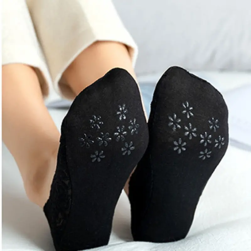 5 Pairs Of Floral Pattern Lace Socks Summer Non Slip Silicone No Show Boat  Socks Breathable Ballerina Socks For Women - Sports & Outdoors - Temu