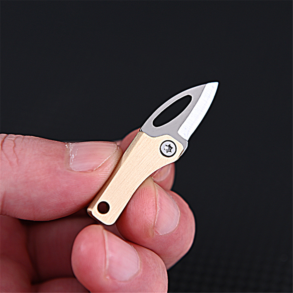 Brass Mini Folding Knife Sharp Remove Delivery Knife Keychain