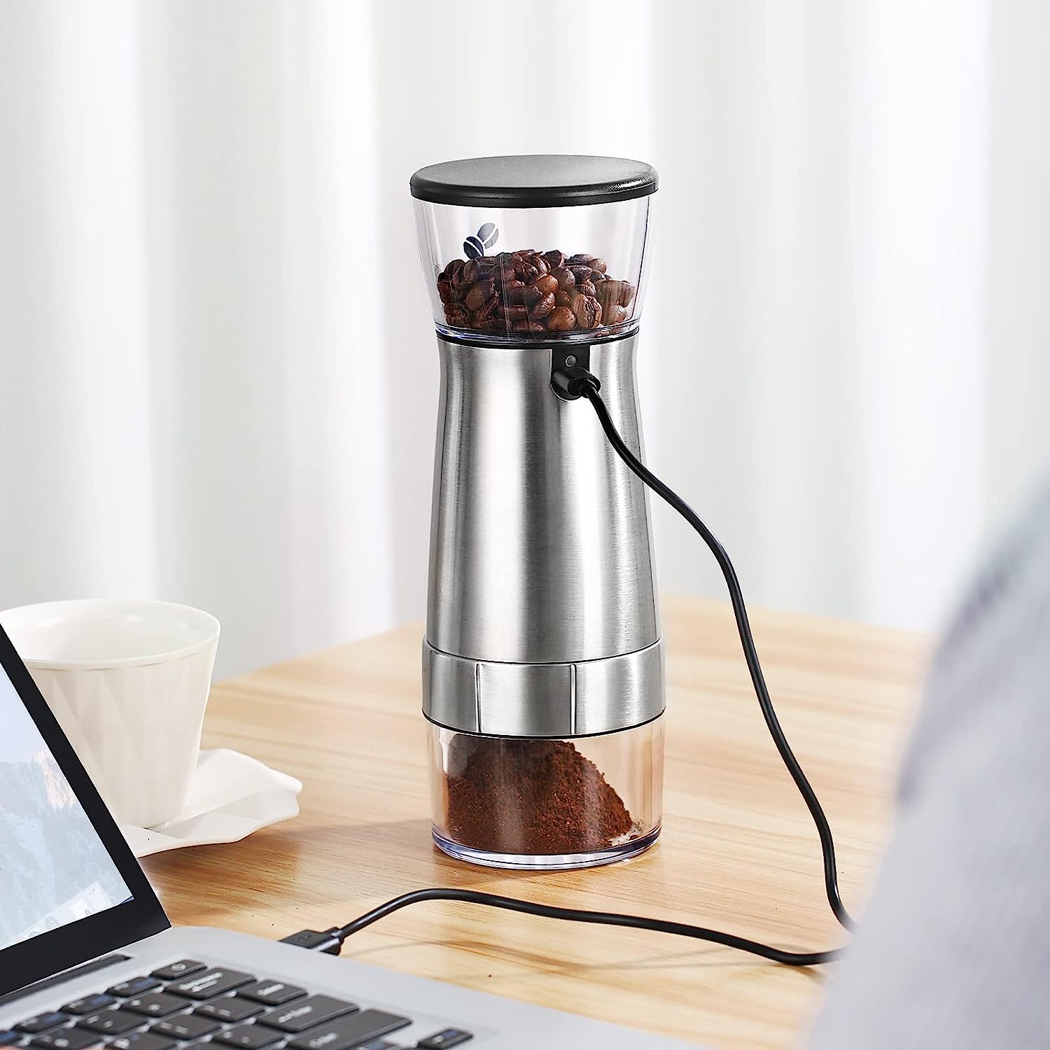 Electric Coffee Grinder Usb Rechargeable Grinder Automatic Home Grinder  Small Bean Mill Coffee Grinder Pepper Grinder Nut Grinder Pepper Grinder  Classic Grain Grinder Halloween Christmas Wedding Birthday Gift Coffee  Maker Accessories 