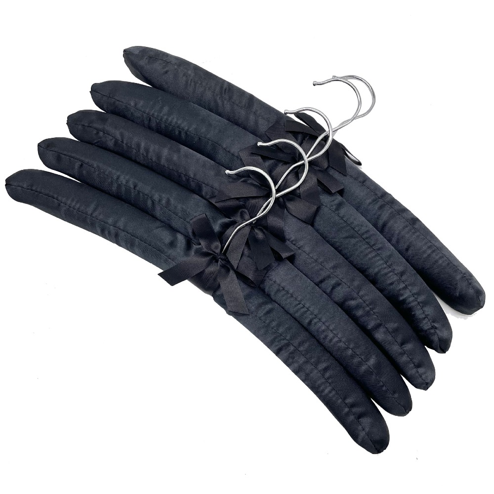 Padded satin hanger black