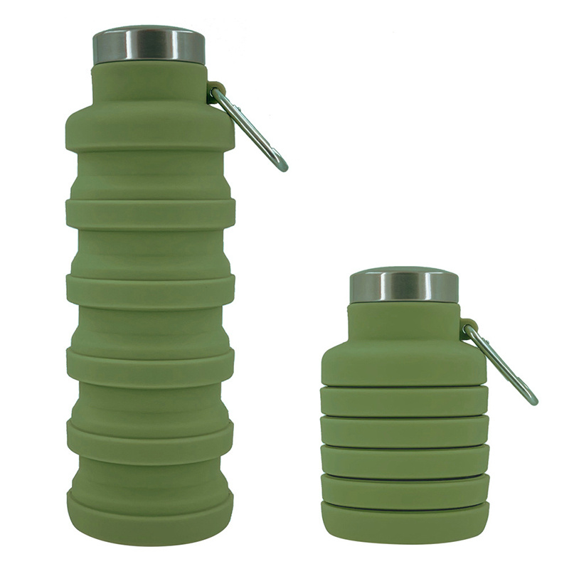 Logo Collapsible Silicone Water Bottles (17 Oz.)