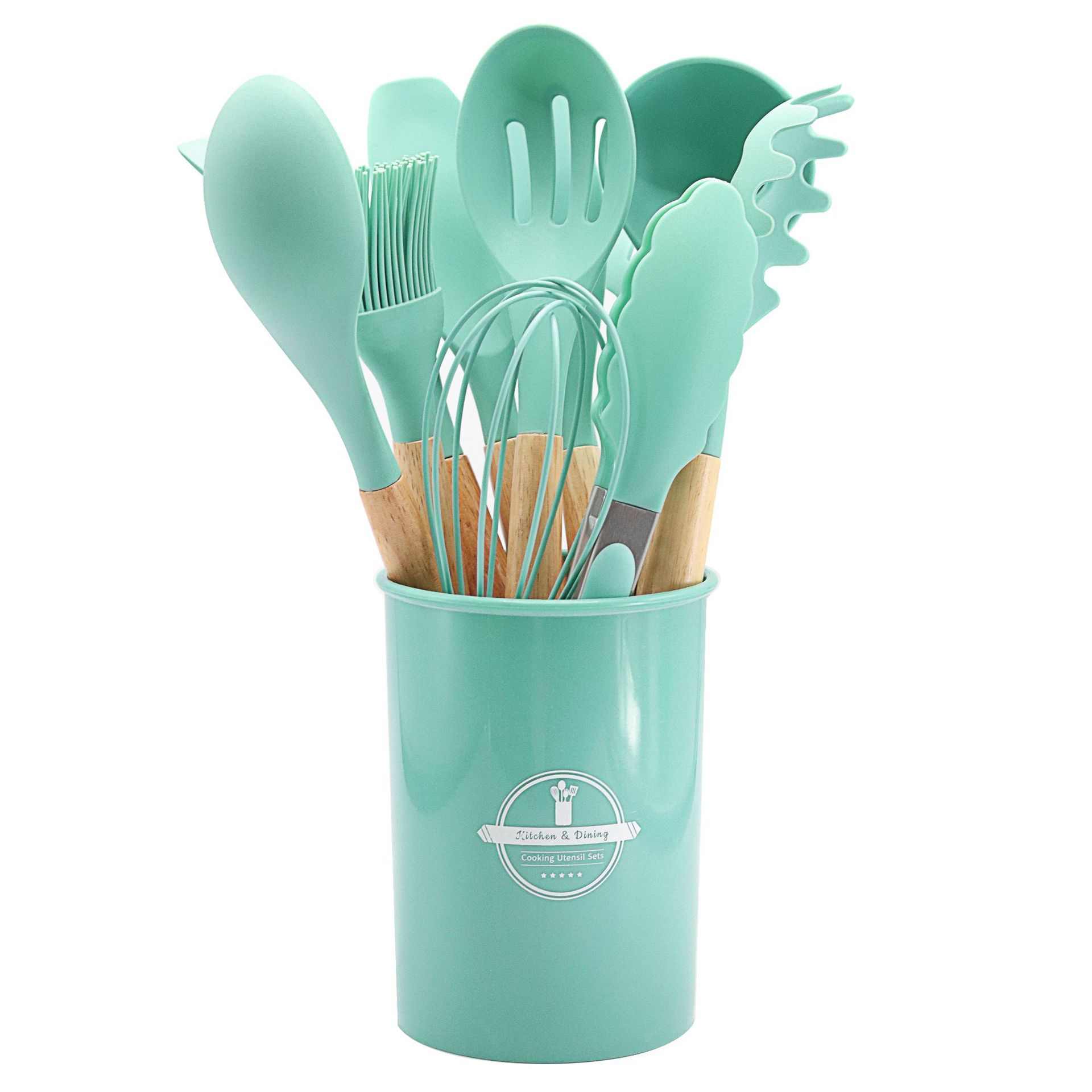 Silicone Kitchen Utensils Set With Wooden Handle, Multifunctional Kitchen  Spatulas, Spoon, Strainer Spoon, Oil Brush, Egg Brater, Cooking Tool Set,  Kitchen Supplies, Useful Tool, Kitchen Gadgets, Apartment Essentials, Ready  For School 
