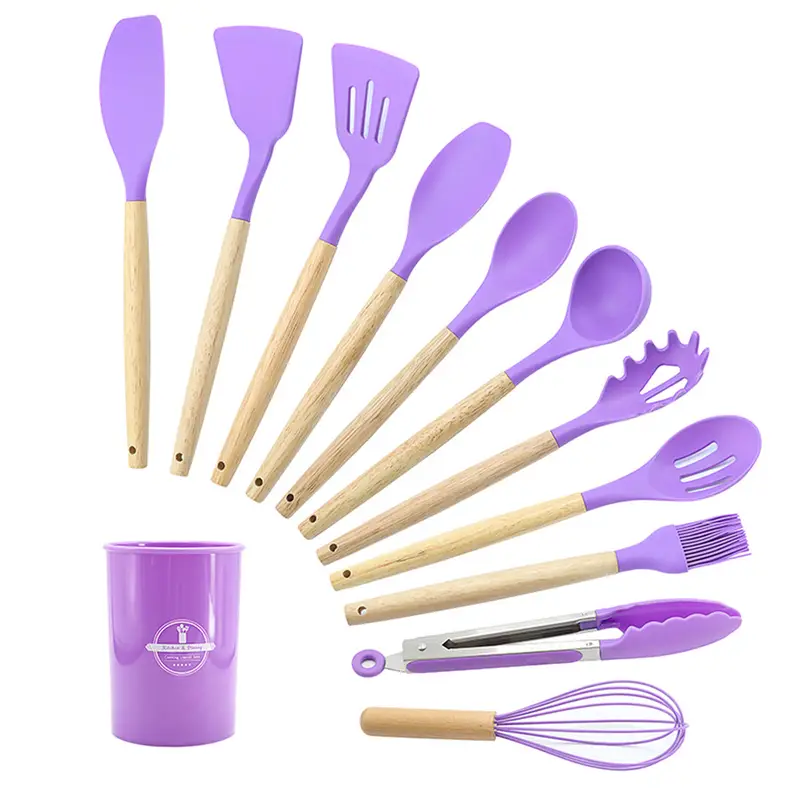 Silicone Kitchen Utensils Set With Wooden Handle, Multifunctional Kitchen  Spatulas, Spoon, Strainer Spoon, Oil Brush, Egg Brater, Cooking Tool Set,  Kitchen Supplies, Useful Tool, Kitchen Gadgets, Apartment Essentials, Ready  For School 