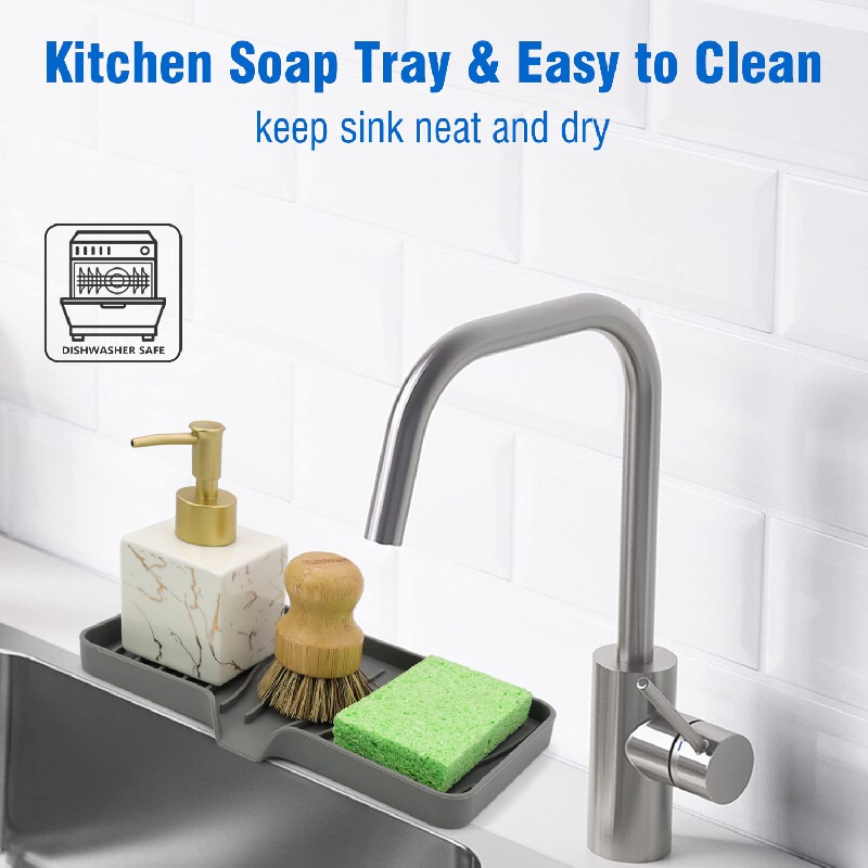 Self Draining Soap Bar Holder Silicone Kitchen Sink Soap Dish Caddy  Organizer For Shower Bathroom Kitchen Counter