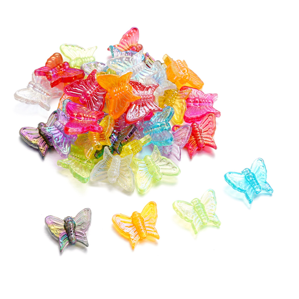 Clear Acrylic Butterfly Beads - 12