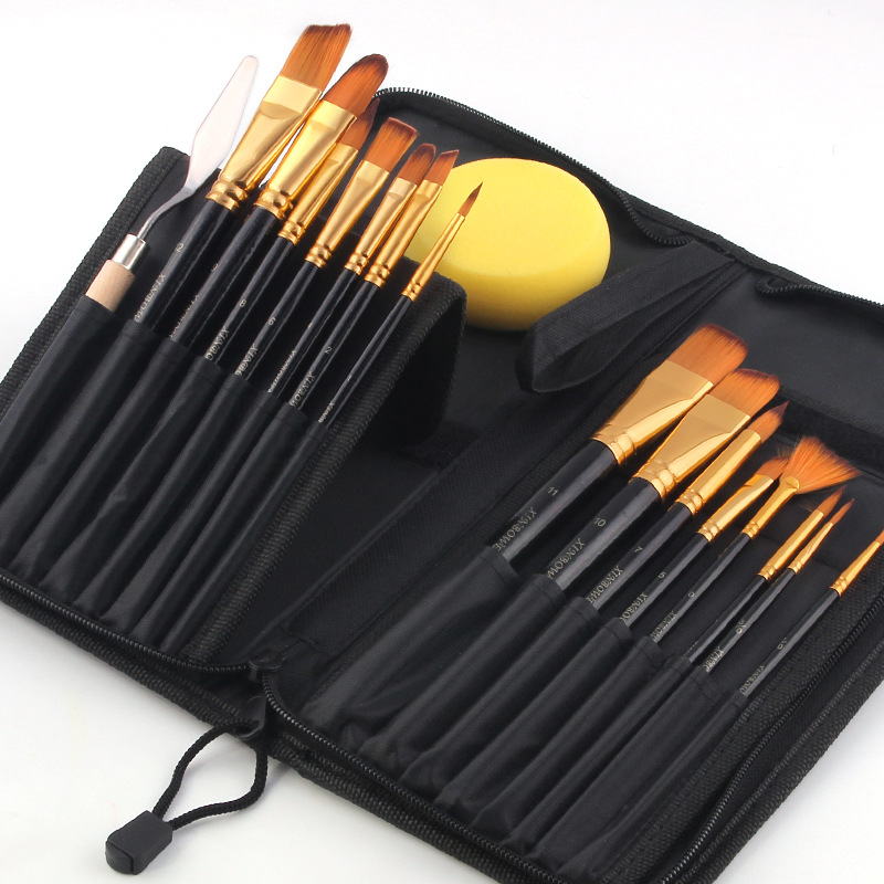 Art Paint Brush Kit Set Includes Carrying Brush Case For Acrylic