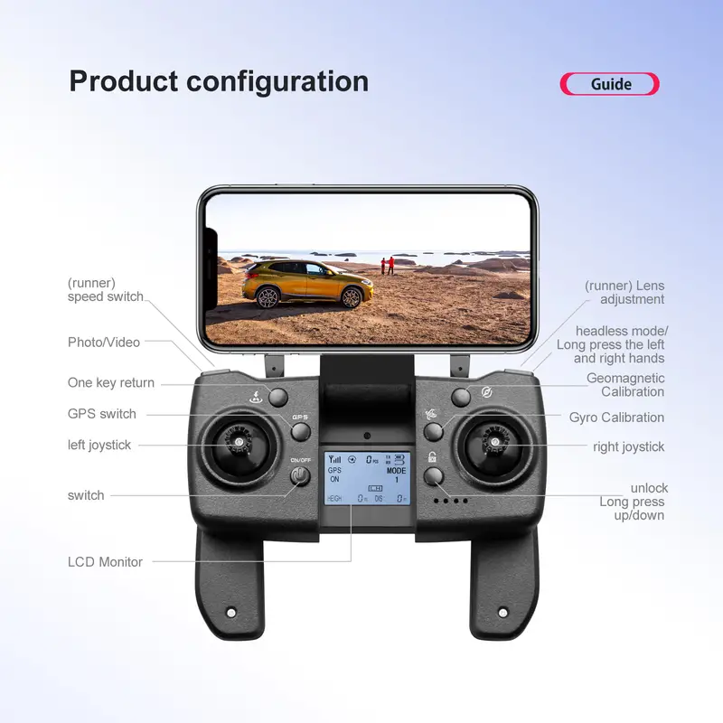 s135 hd camera foldable drone with gps wifi led screen remote control three axis optional radar obstacle avoidance gravity sensor altitude hold headless mode details 24