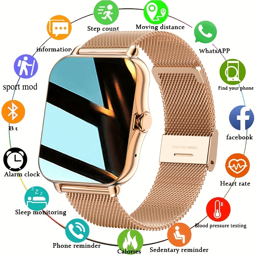 Smart Watch(Call Receive/Dial), Full Touch Screen SmartWatch for Android  and iOS Phones Compatible Fitness Tracker with Heart Rate,Sleep,Blood