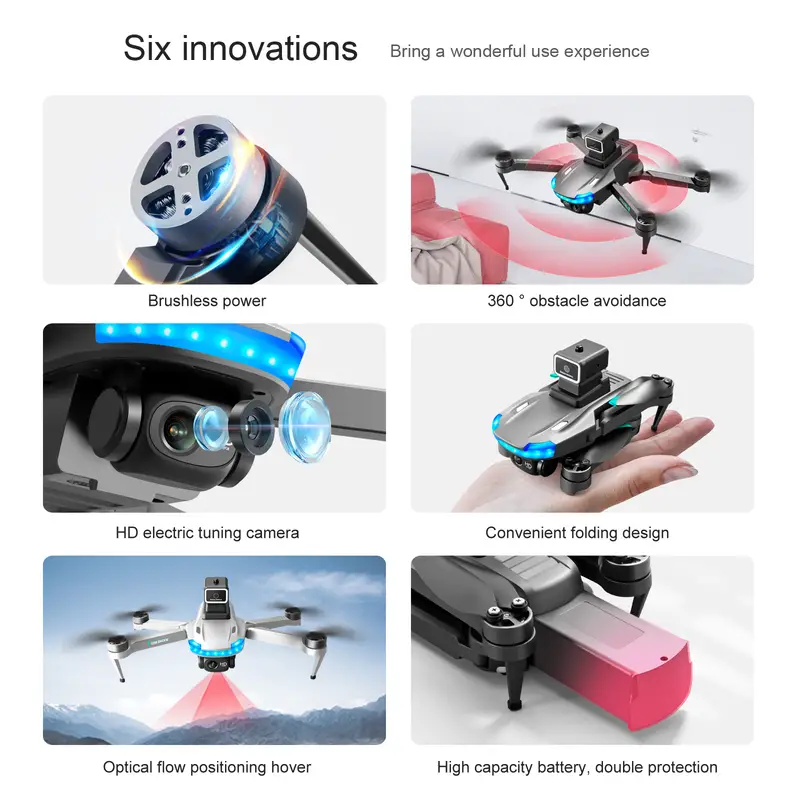s138 foldable drone with auto avoid obstacles hd camera brushless motor live video gravity sensor gesture control optical flow positioning headless mode 3d flip rtf includes carrying bag details 2