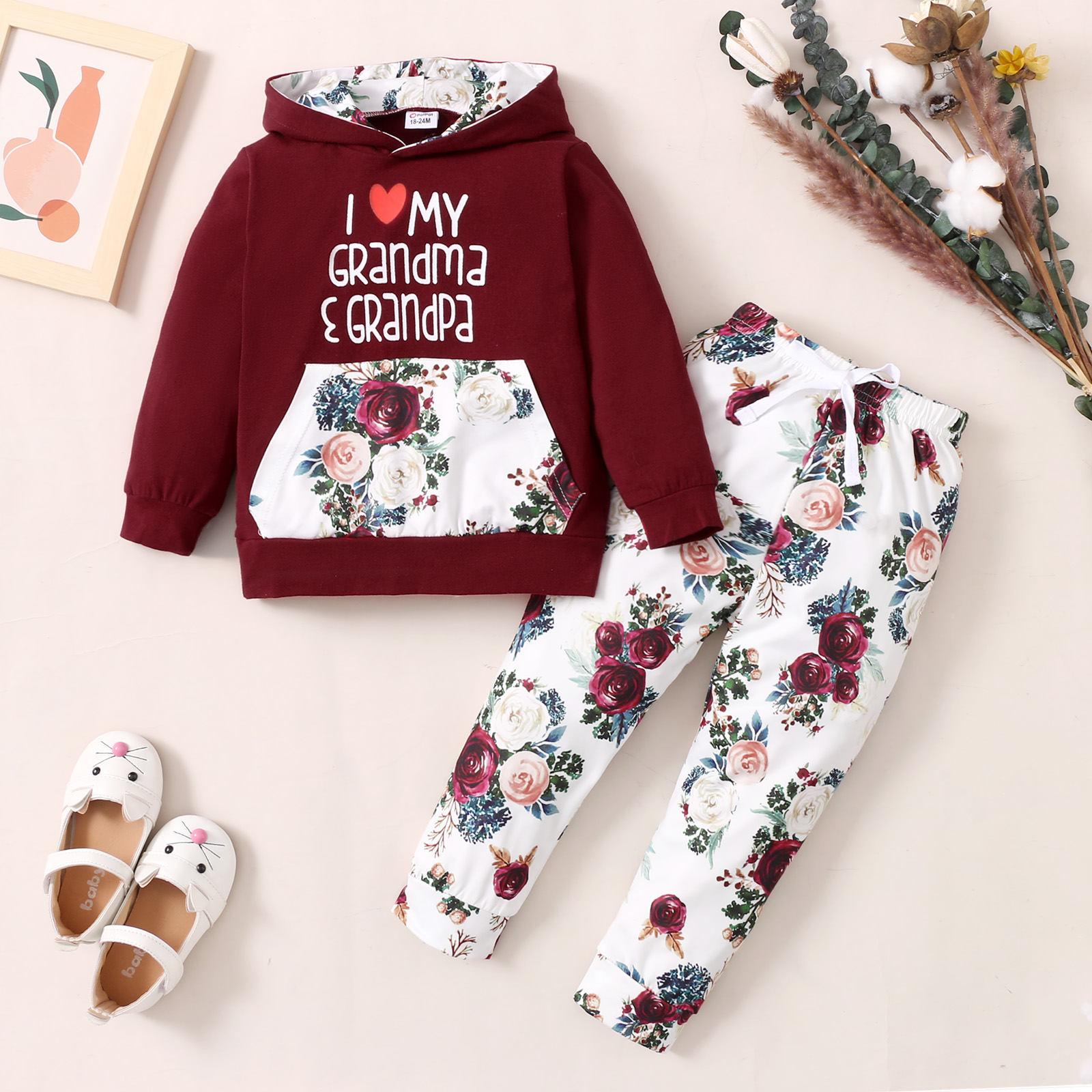 

Patpat 2pcs Toddler Girl Casual & Holiday & Vacation Cotton Letter Floral Print Long*sleeve Hoodie Sports*top And Pants Skinny Pant Fashion Set For Spring & Autumn/fall