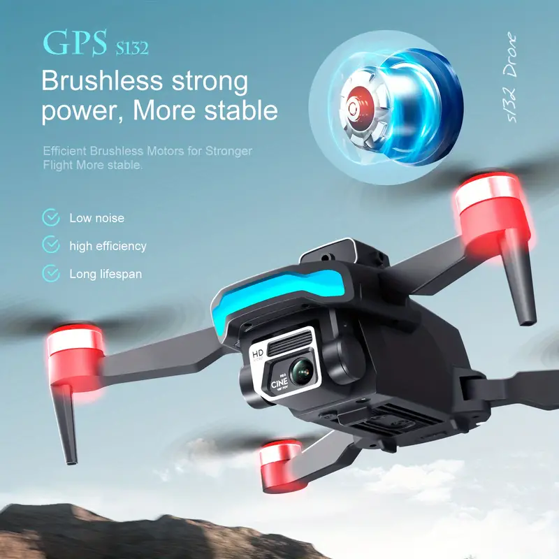 s132 gps positioning drone professional grade brushless motor intelligent obstacle avoidance optical flow positioning esc wifi dual hd camera 18 minutes battery life charging battery details 3